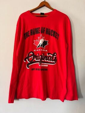Sogo Canada Home Of Hockey Long Sleeve T Shirt Red Size Medium